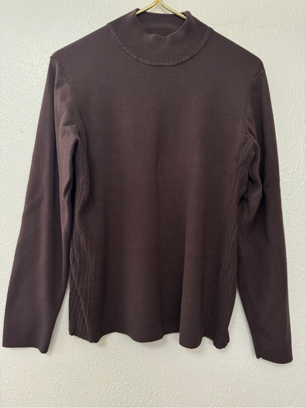 David Brooks Women’s Chocolate Brown Mock Neck Knit Top